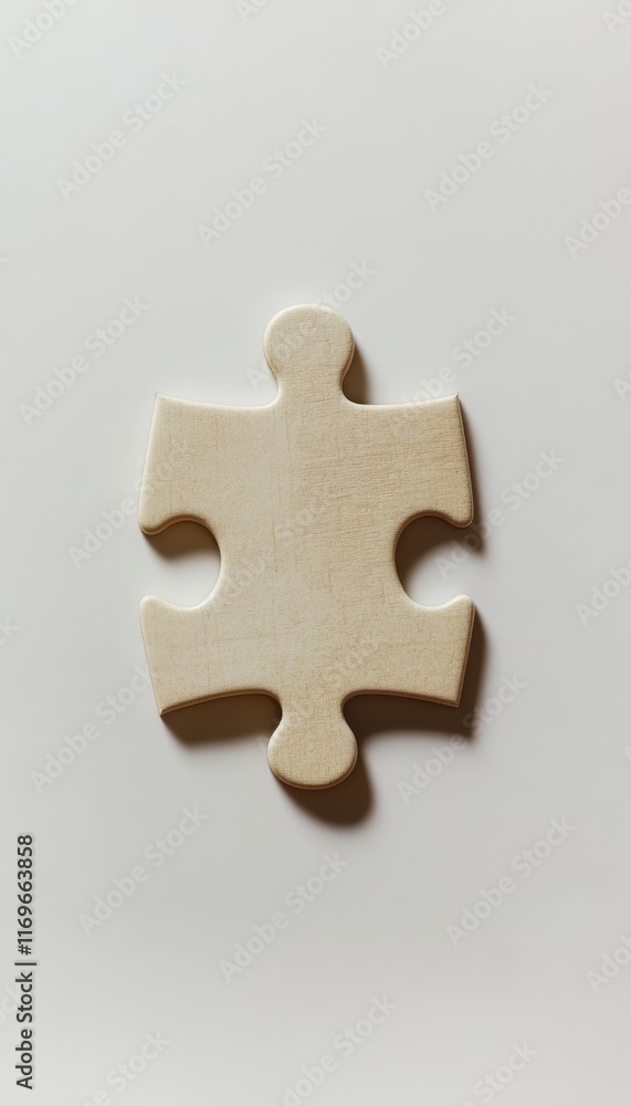 Fototapeta premium Beige Puzzle Piece on Clean Background