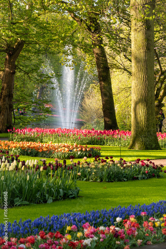 tulips in the spring park