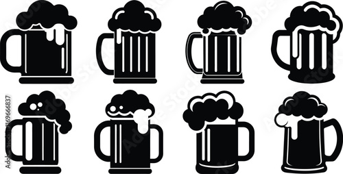 Beer mug icon, Beer mug icon isolated flat vector illustration in outline design