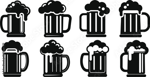 Beer mug icon, Beer mug icon isolated flat vector illustration in outline design