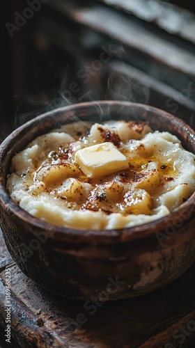 Wallpaper Mural Creamy Mashed Potatoes with Butter Served in Rustic Bowl Torontodigital.ca