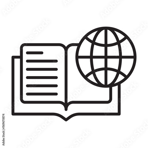 world dictionary book icon line vector design with trendy style