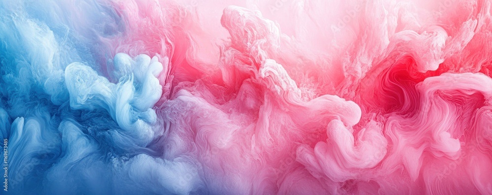 Fototapeta premium Background vibrant blend of swirling pink, red, and blue hues in an abstract fluid art composition, perfect for dynamic backfrop and creative backgrounds