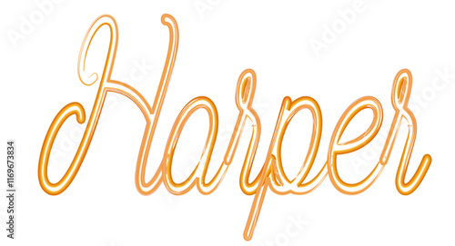 harper - orange gold color - name written - neon - ideal for websites, presentations, greetings, banners, cards, t-shirt, sweatshirt, prints, cricut, silhouette, sublimation , sign, styl