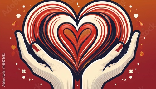 stylized heart and hands givingtuesday charity campaign design for social media and fundraising events photo