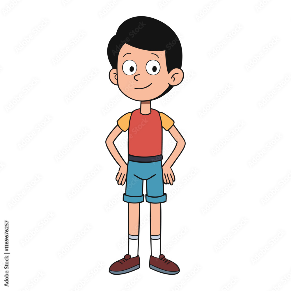 A Cute Young Kid Wearing Shorts Cartoon A Cute Young Kid Wearing Shorts Cartoon