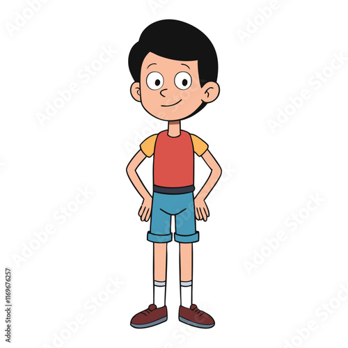 A Cute Young Kid Wearing Shorts Cartoon
