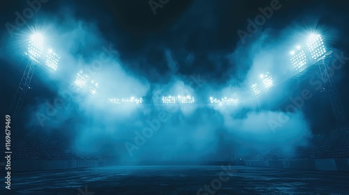 Wallpaper Mural Dramatic Night Stadium with Bright Floodlights and Fog Effects Torontodigital.ca