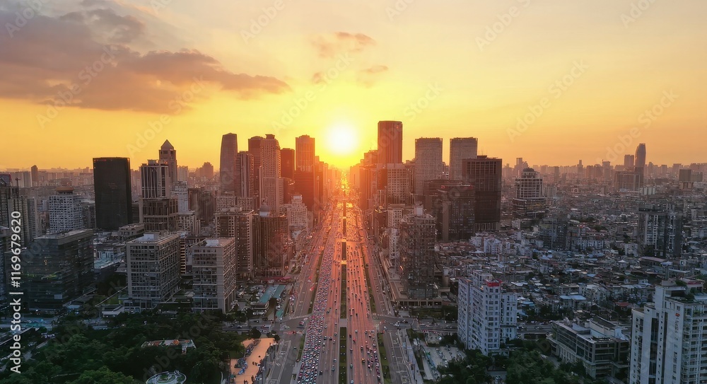 Fototapeta premium Cityscape at Sunset.