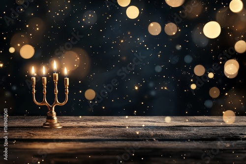 Hanukkah background image showing a menorah and candles photo