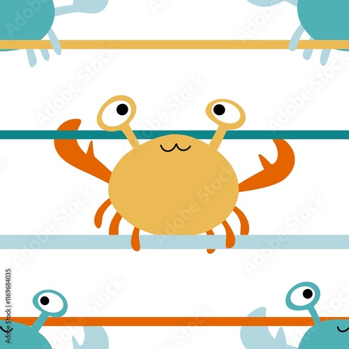Photography Ocean animals seamless crabs pattern for wrapping paper and fabrics and linens