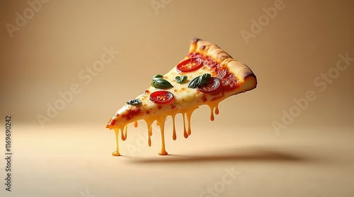 Delicious Pizza Slice with Melted Cheese photo