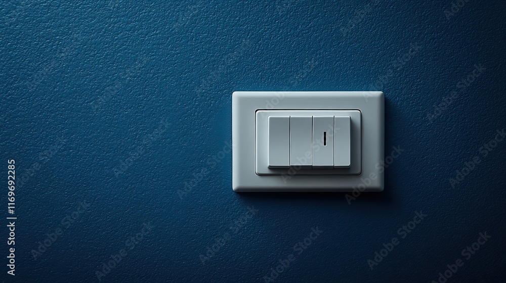 White light switch on a blue wall. White light switch on a blue wall.