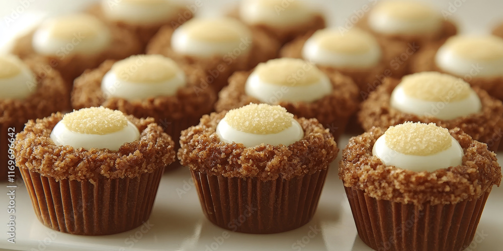 Holiday Mini Cupcakes with Creamy Frosting and Sugar Topping Holiday Mini Cupcakes with Creamy Frosting and Sugar Topping