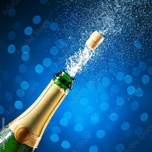 Obraz na płótnie champagne bottle with the cork popping w salonie