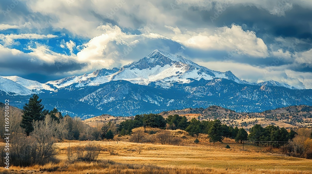 Majestic Snow-Capped Mountain Range Under Dramatic Cloudy Sky Majestic Snow-Capped Mountain Range Under Dramatic Cloudy Sky