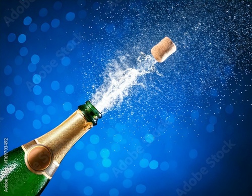 Obraz na płótnie champagne bottle and cork bursting out w salonie