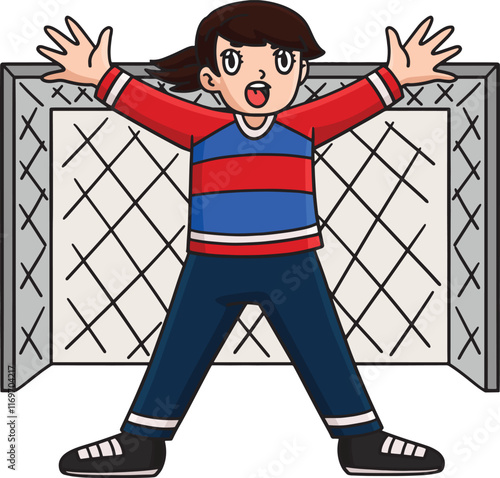 Female Handball Goalkeeper Protecting Base Clipart