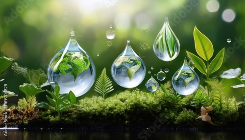 A clean, modern backdrop with icons of water droplets, plants, and wildlife, symbolizing the unity and importance of wetland protection on World Wetlands Day