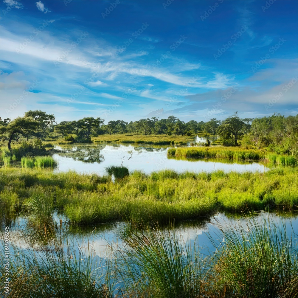 Lush Green Wetlands: A Scenic Haven of Wildlife and Natural Beauty Lush Green Wetlands: A Scenic Haven of Wildlife and Natural Beauty