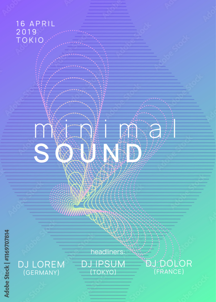 Obraz premium Music Flyer. Green Night Club Set. Concert Cover. Techno Magazine. Violet Fest Event. Dj Trance Element. Nightclub Disco Invitation. Pink Music Flyer