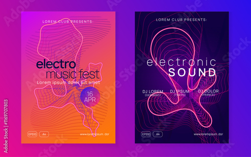 Discotheque Magazine. Psychedelic Disco Illustration. Dance Design. Blue Fest Background. Green Dj Poster. Trance Invite. Party Electro Template. Pink Discotheque Magazine