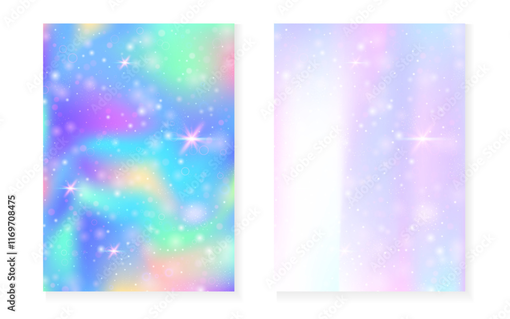 Magic background with princess rainbow gradient. Kawaii unicorn hologram. Magic background with princess rainbow gradient. Kawaii unicorn hologram.