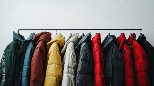 Winter coat sale banner template showcasing heavy coats on a minimalist white background