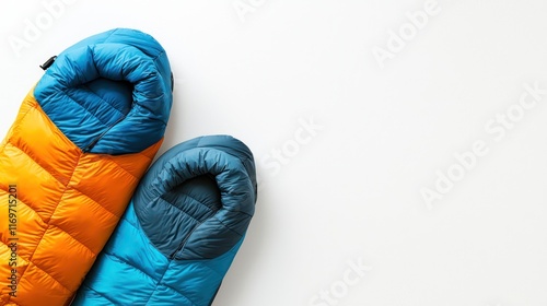 Winter sleeping bag sale banner template featuring sleeping bags on a solid white background for outdoor gear promotions