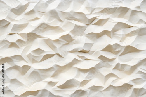 Wrinkled paper texture in white with soft shadowing. Artistic and natural material design.