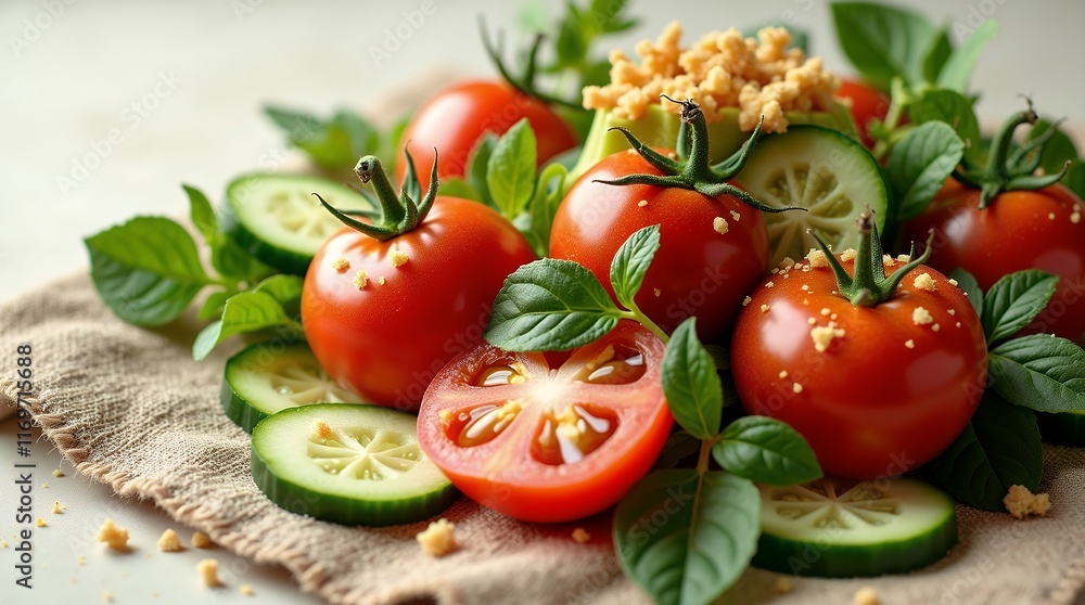 Vibrant Summer Salad with Tomatoes, Cucumbers, and Fresh Herbs Vibrant Summer Salad with Tomatoes, Cucumbers, and Fresh Herbs