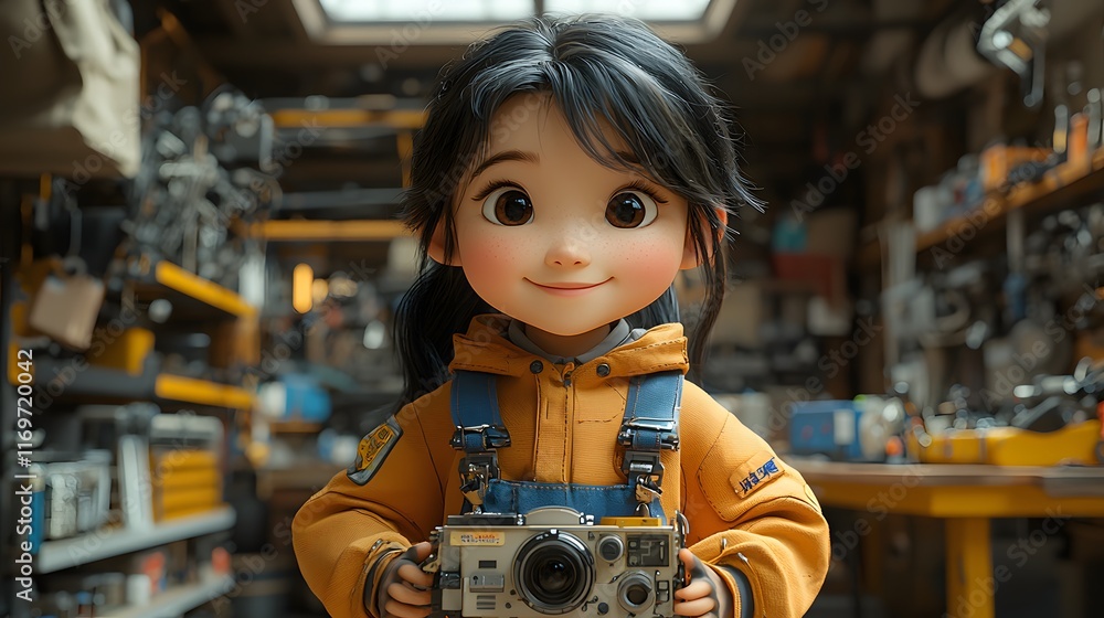 Child with Camera in Workshop Child with Camera in Workshop