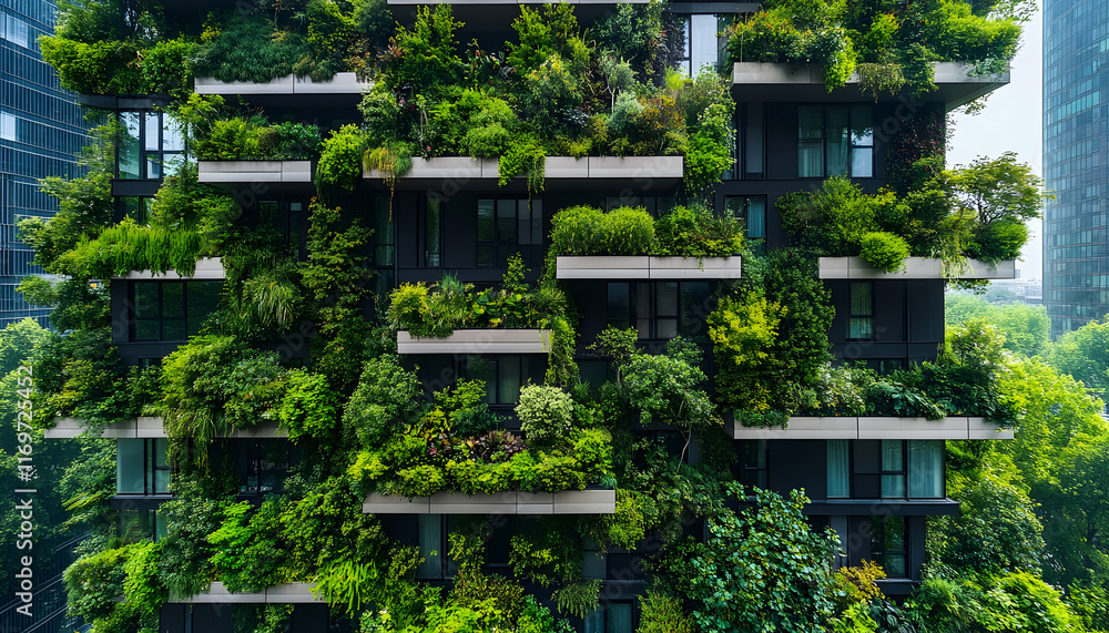 Urban Oasis: A sustainable residential building with greenery integrated into the modern cityscape Urban Oasis: A sustainable residential building with greenery integrated into the modern cityscape