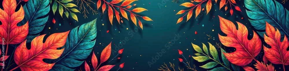 Exotic foliage, vibrant color burst, repeating design, design, plant, seamless repeat Exotic foliage, vibrant color burst, repeating design, design, plant, seamless repeat