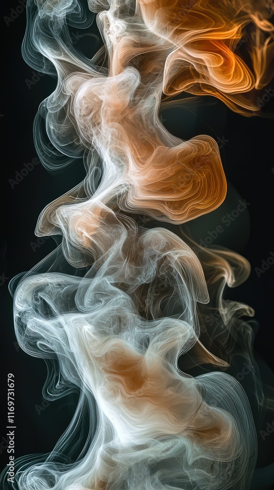 Fototapeta premium Abstract Swirling Smoke Patterns in White and Orange Hues