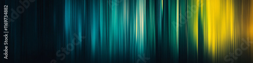 Dark teal and neon yellow fusion abstract background. Color gradient ombre blend. Line stripe. Bright light flash glow glitter neon metallic. Noise grain mesh.