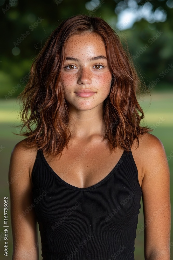 Portrait of a young woman with freckles and red hair Portrait of a young woman with freckles and red hair