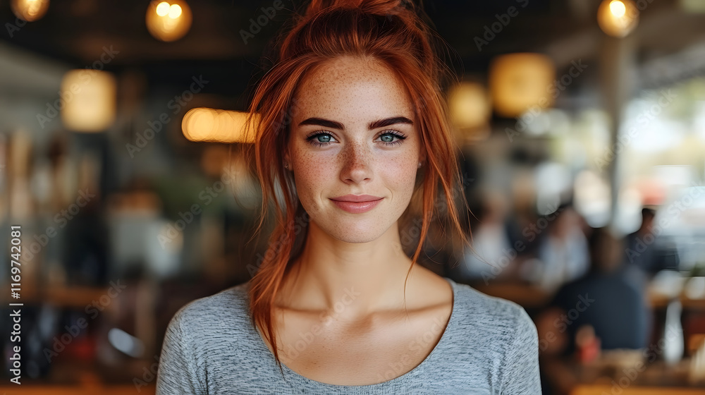 portrait of a woman in a restaurant portrait of a woman in a restaurant