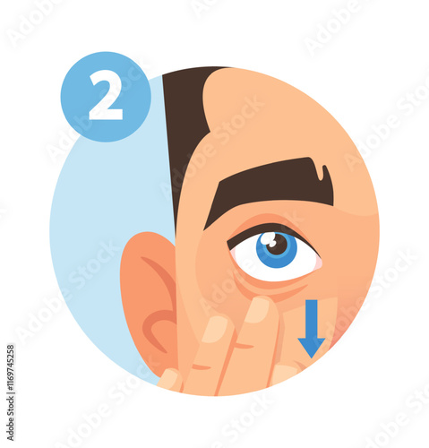 Man checking contact lenses position