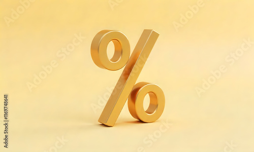 Golden percentage sign on yellow background
