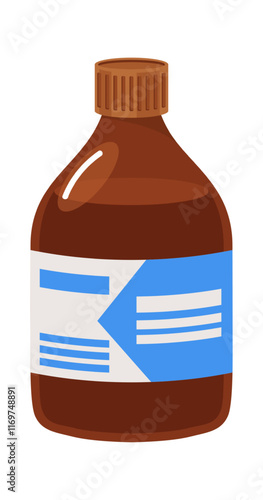 Bottle of medical alcohol liquid