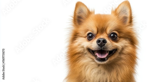 A portrait of a cute and joyful Shiba Inu dog, captured with its vibrant personality against a banner with ample copy space. photo