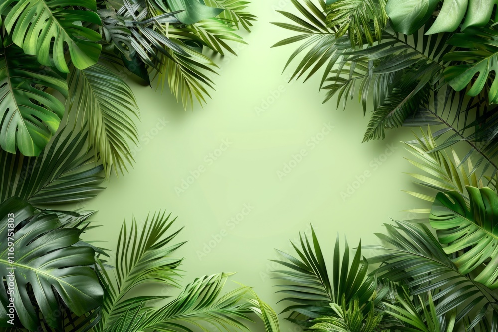 A green leafy background with a large green leaf in the center A green leafy background with a large green leaf in the center