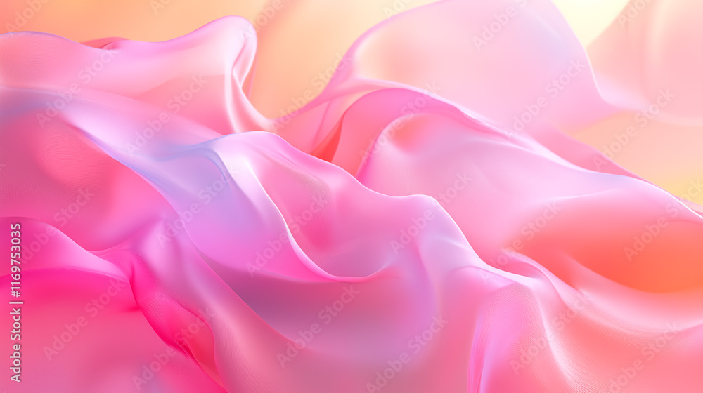Fototapeta premium Soft Pink Satin Fabric Flowing Texture with Smooth Waves and Elegant Background Design