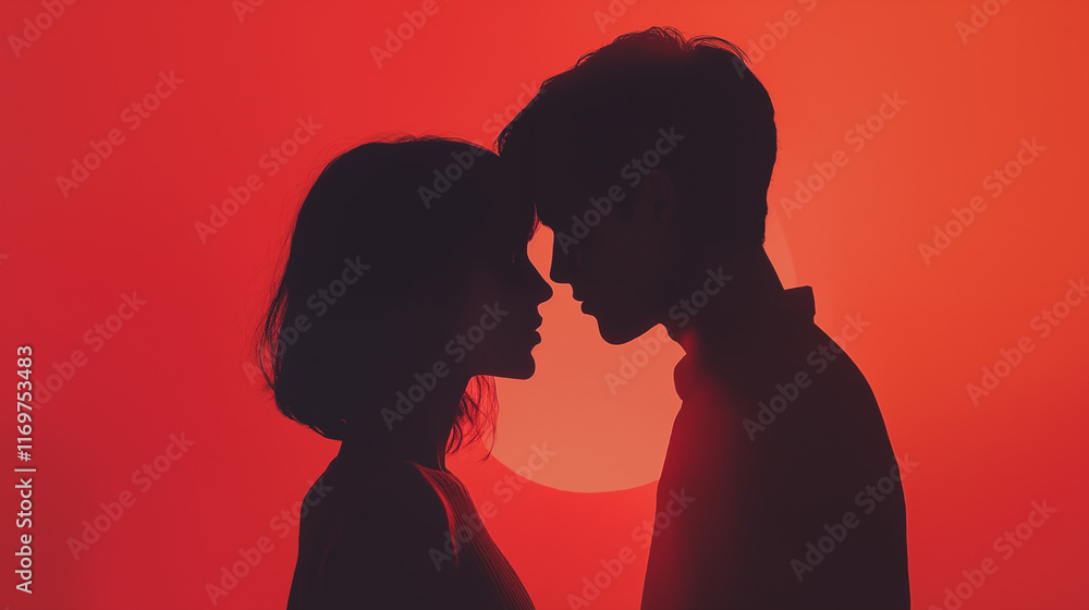 Silhouette of a loving couple with a child sharing a kiss, symbolizing family, romance, and affection Silhouette of a loving couple with a child sharing a kiss, symbolizing family, romance, and affection