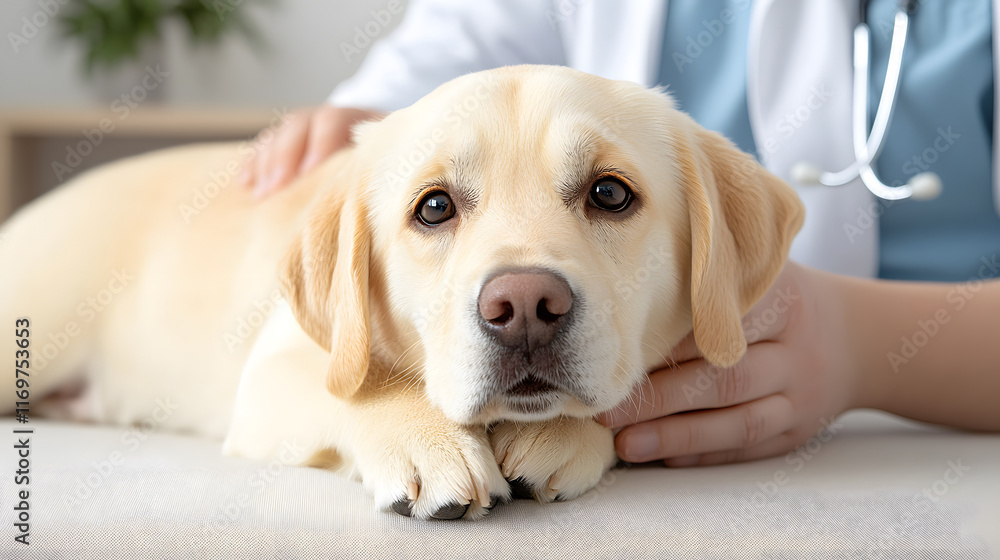 A Vet Gently Examining a Dog A Vet Gently Examining a Dog