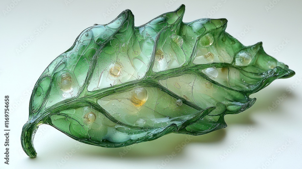 Obraz premium Glass Leaf Sculpture: Nature's Elegance in Glass