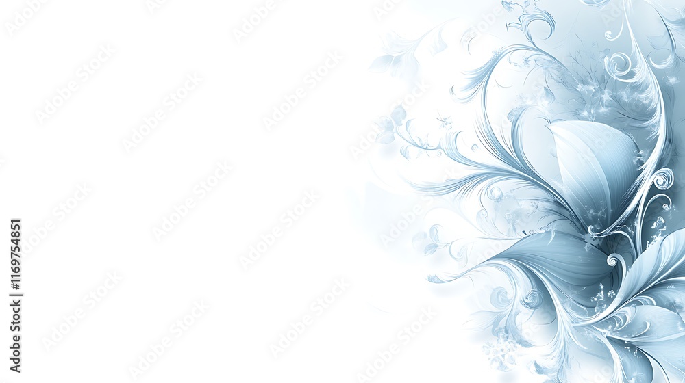 Elegant Blue Floral Design on White Background Elegant Blue Floral Design on White Background
