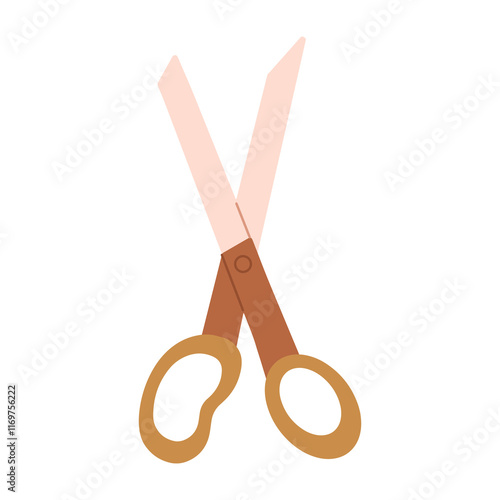 Open scissors. School supplies. Haircut tool vector illustration.