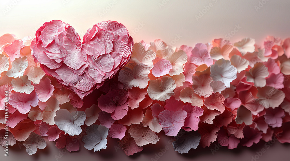 Obraz premium 3d valentine background with empty space for text. pink and white